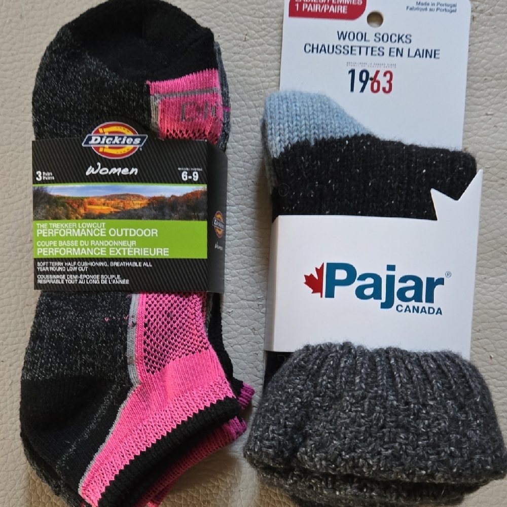 Dickies Women's Athletic Socks - Black and Pink And PAJAR Wool Socks